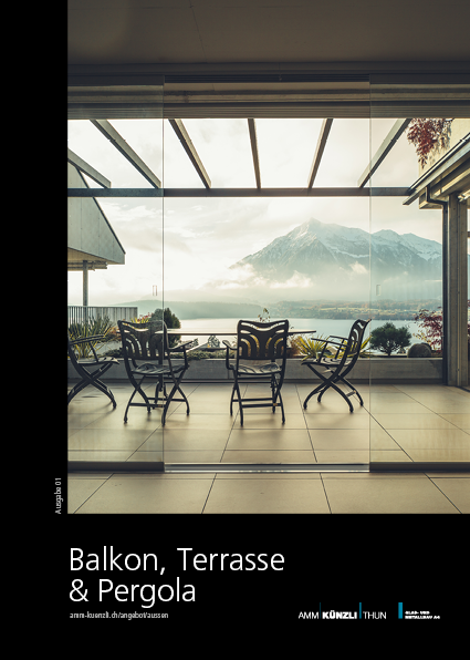 Balkon, Terrasse & Pergola-Broschüre AMM Künzli Thun, Design by André Lergier | Lergier Design
